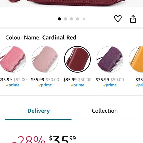 ☀️ NWOT Amazon Red RFID Blocking Leather Zip Around Large Wallet - Picture 9 of 11